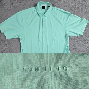 Dunning‎ Golf Polo Shirt Mens Large Green Performance Stretch Wicking